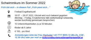 Schwimmkurs Engelhartszell Sommer 2022