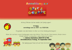 Anmeldung Spielgruppe
