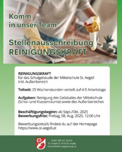 StellenausschreibungReinigungskraft StellenausschreibungReinigungskraft