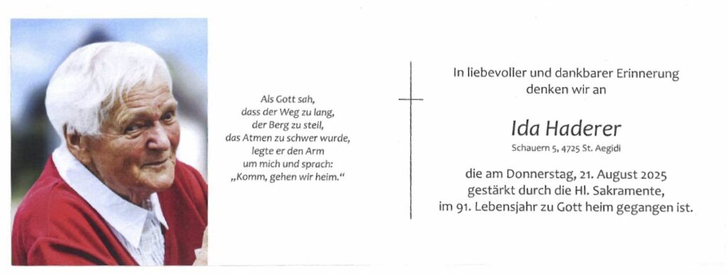 Haderer Ida Sterbeanzeige