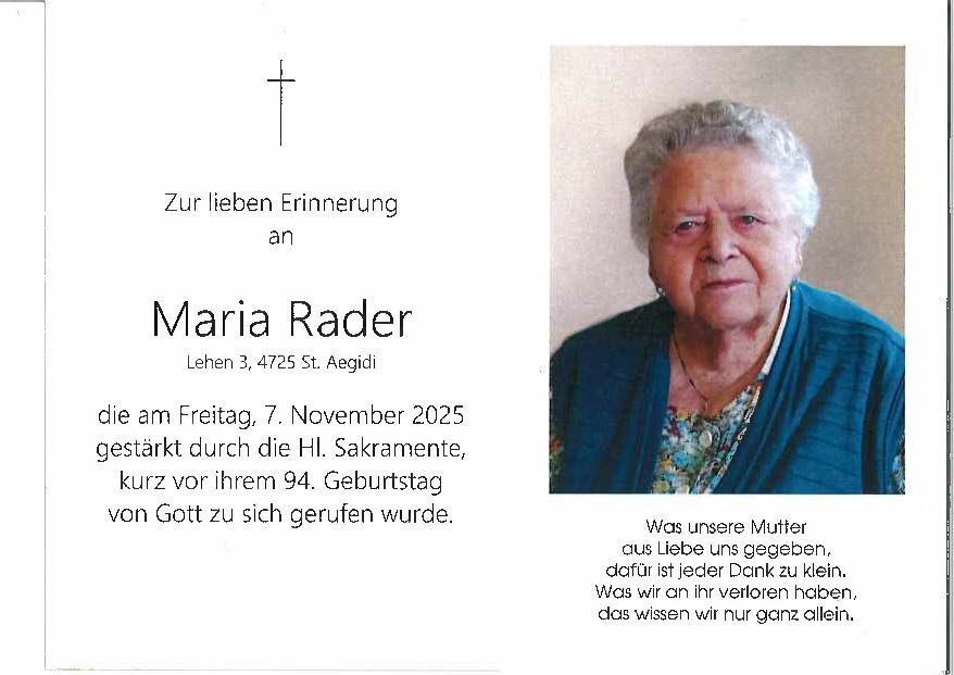 Maria Rader 07.11.2025